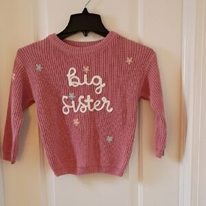 Charming Pink 'Big Sister' Knit Sweater Girls 3-4